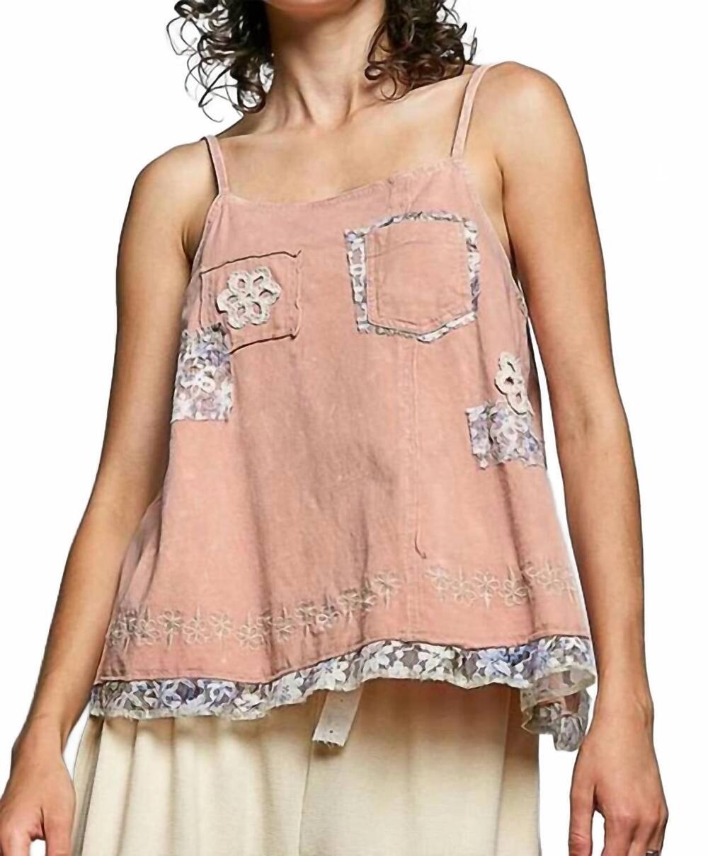 NEW POL vintage bloom tank top in pink marble